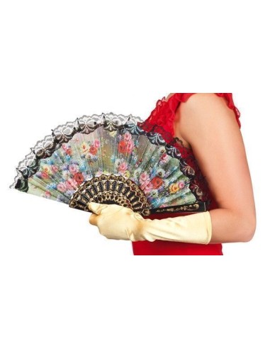 Leque decorado 25 cm - de alta qualidade, ideal para carnaval, festas temáticas e eventos especiais.